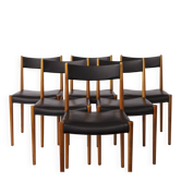 6 Vintage German Dining Chairs by Lübke, 1970s, Beech Wood & Faux Leather