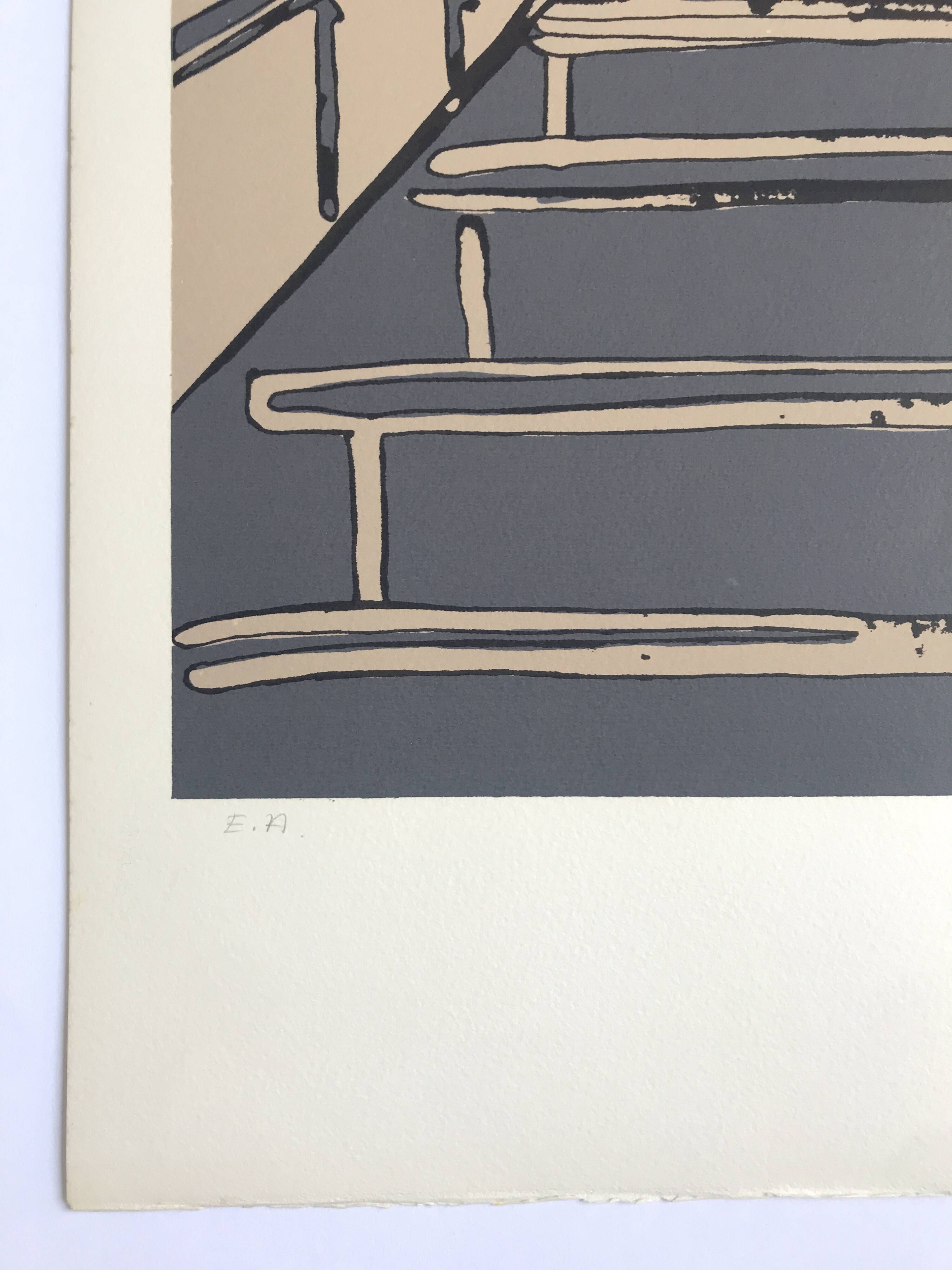Antonio recalcati, untitled, 1974. original screenprint signed in pencil