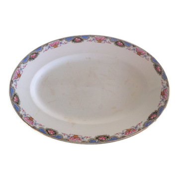 Oval dish décor baskets of roses by Digoin Sarreguemines / vintage 50s-60s
