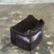 Stool, tabouret or low Japanese-style armchair in brutalist monoxyle radica.