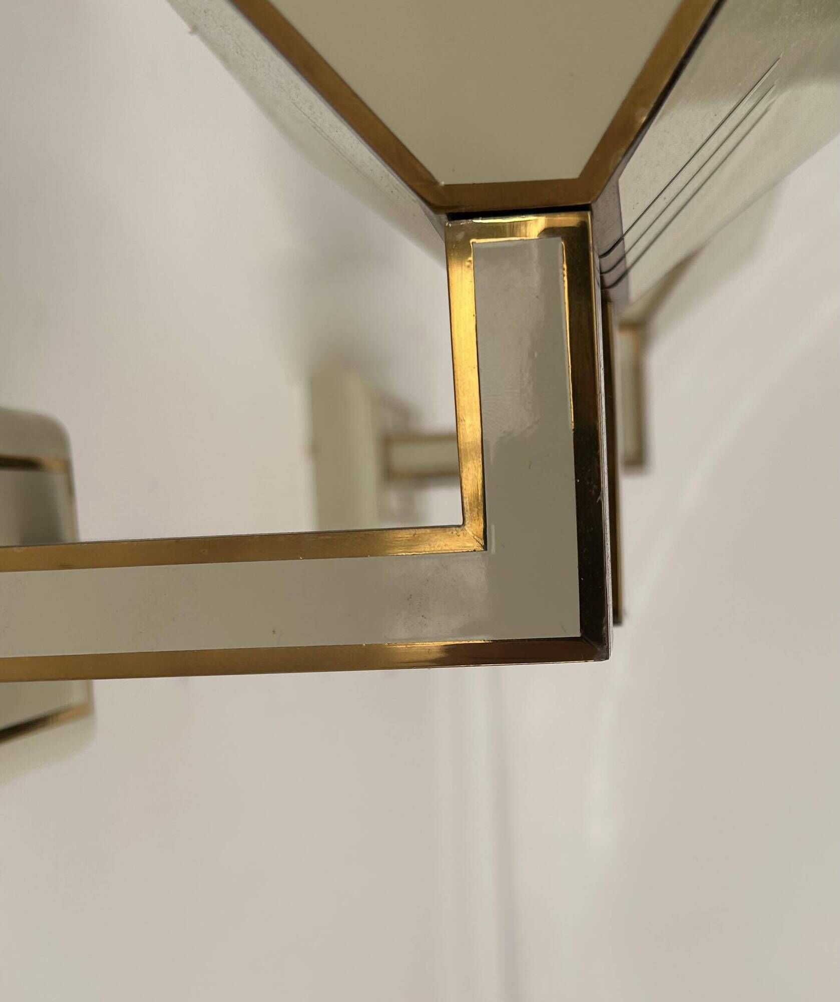Pair of vintage wall lights, cream white and brass, Italy 1970s