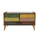 Italain Sideboard Made Of Solid Wood And Covered With Colored Glass 1950S