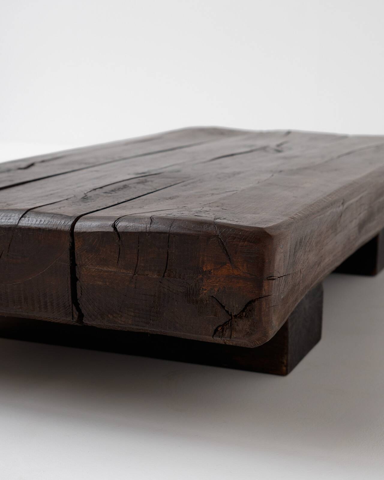 Rustic coffee table in solid oak, Wabi Sabi, France, 1950s