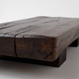 Rustic coffee table in solid oak, Wabi Sabi, France, 1950s