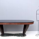 Dining Table by Vittorio Dassi with Oval Black Opaline Glass Top and Marble Base