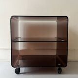 side table / bedside table in smoked plexiglass, Dumas for Roche Bobois 1970