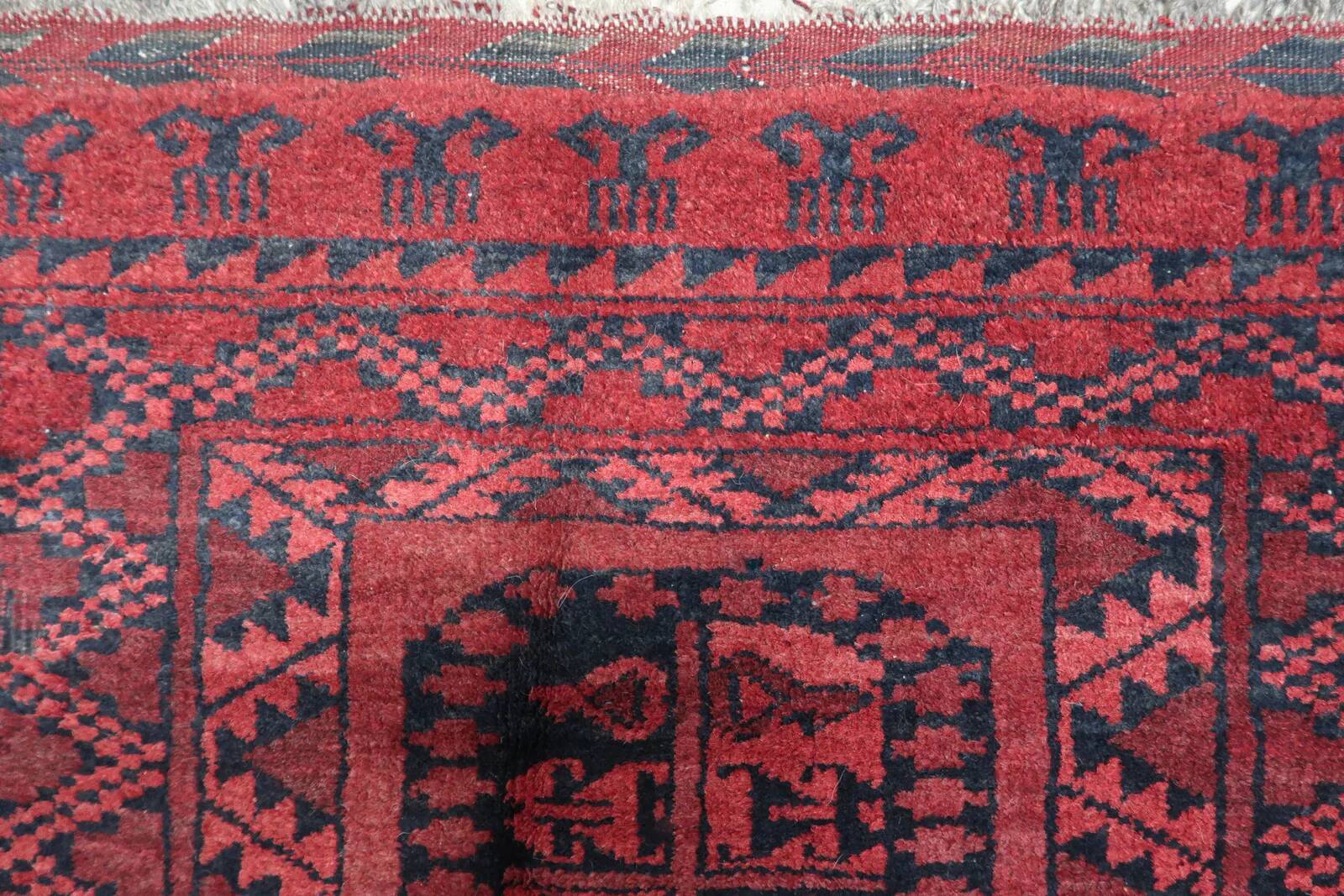 Handmade vintage Afghan Ersari rug 70cm x 89cm 1940s