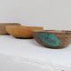 Set of three unique farmhouse bowls from 19th-century Swedish folk art.