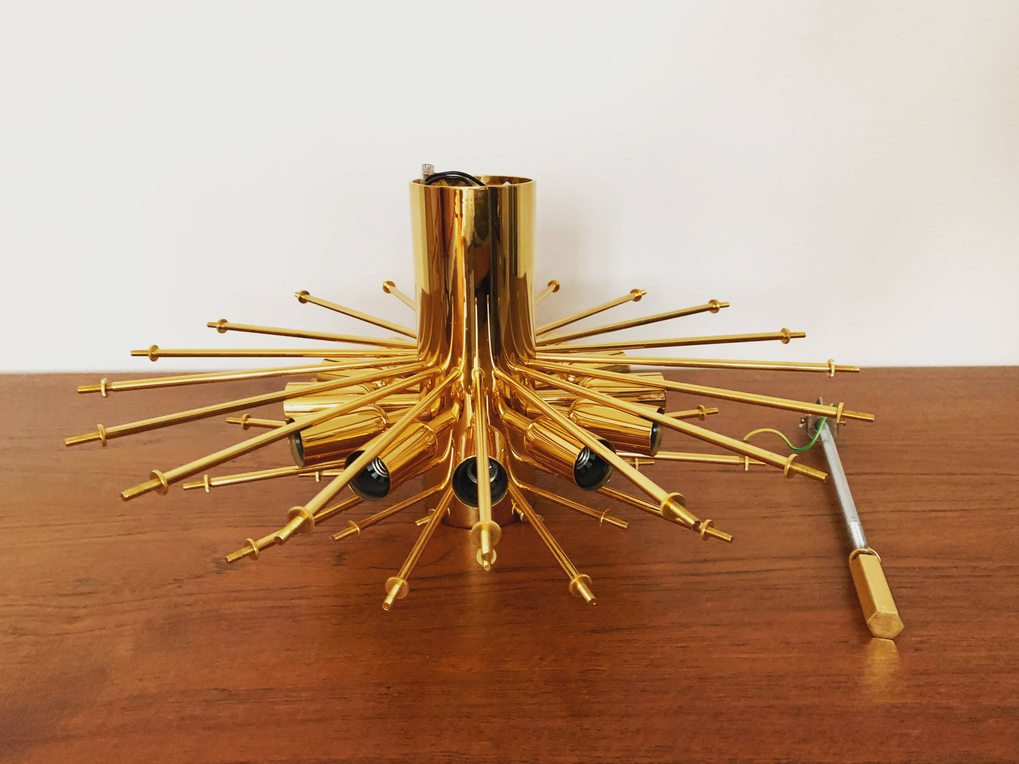 Gilded ice glass ceiling chandelier by J.T. Kalmar