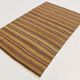 4x7 Bronze & Red Striped Handmade Vintage Kilim Rug, 130x218Cm
