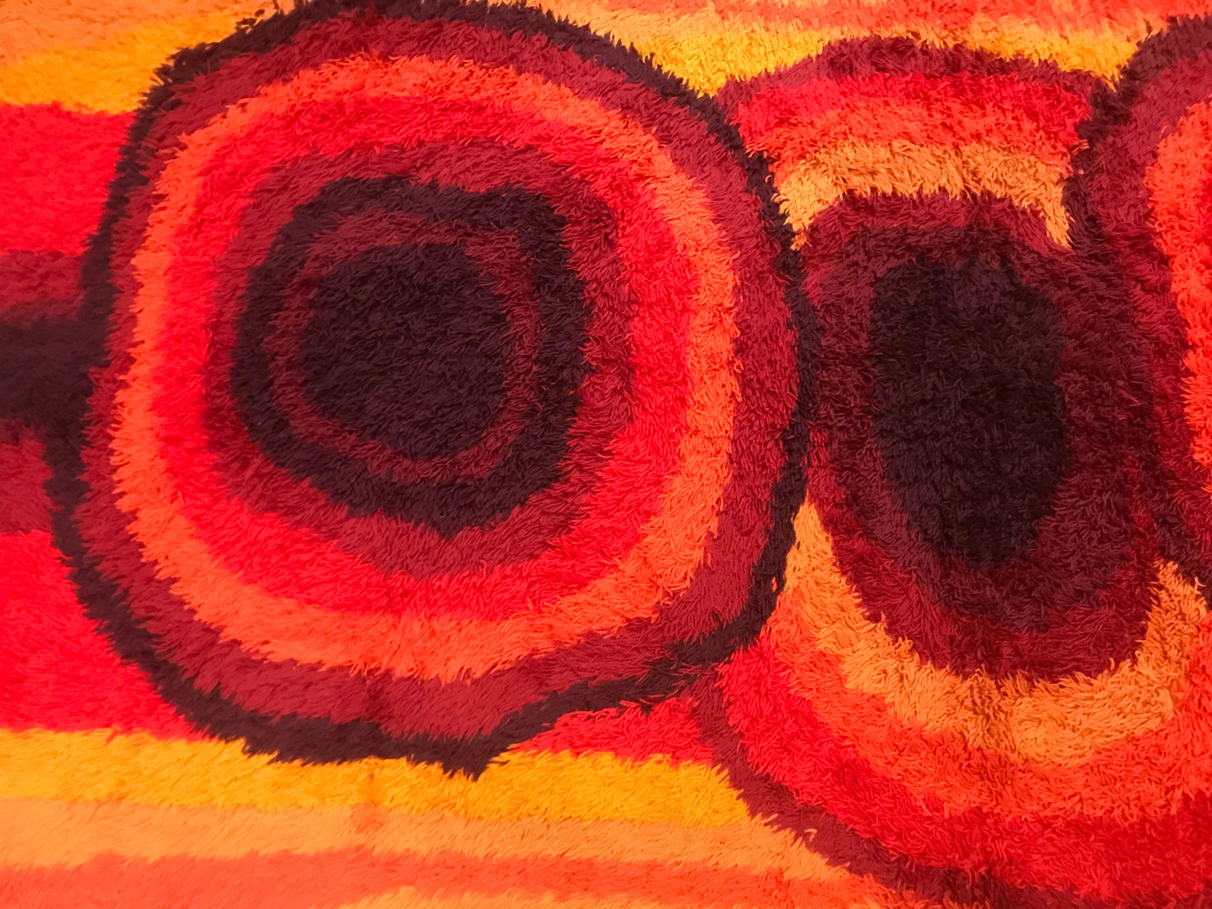 Tapis XXL Ege Taepper Rya De Luxe, Rug en laine orange 70