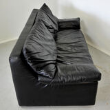 Black leather sofa, Cinna 80