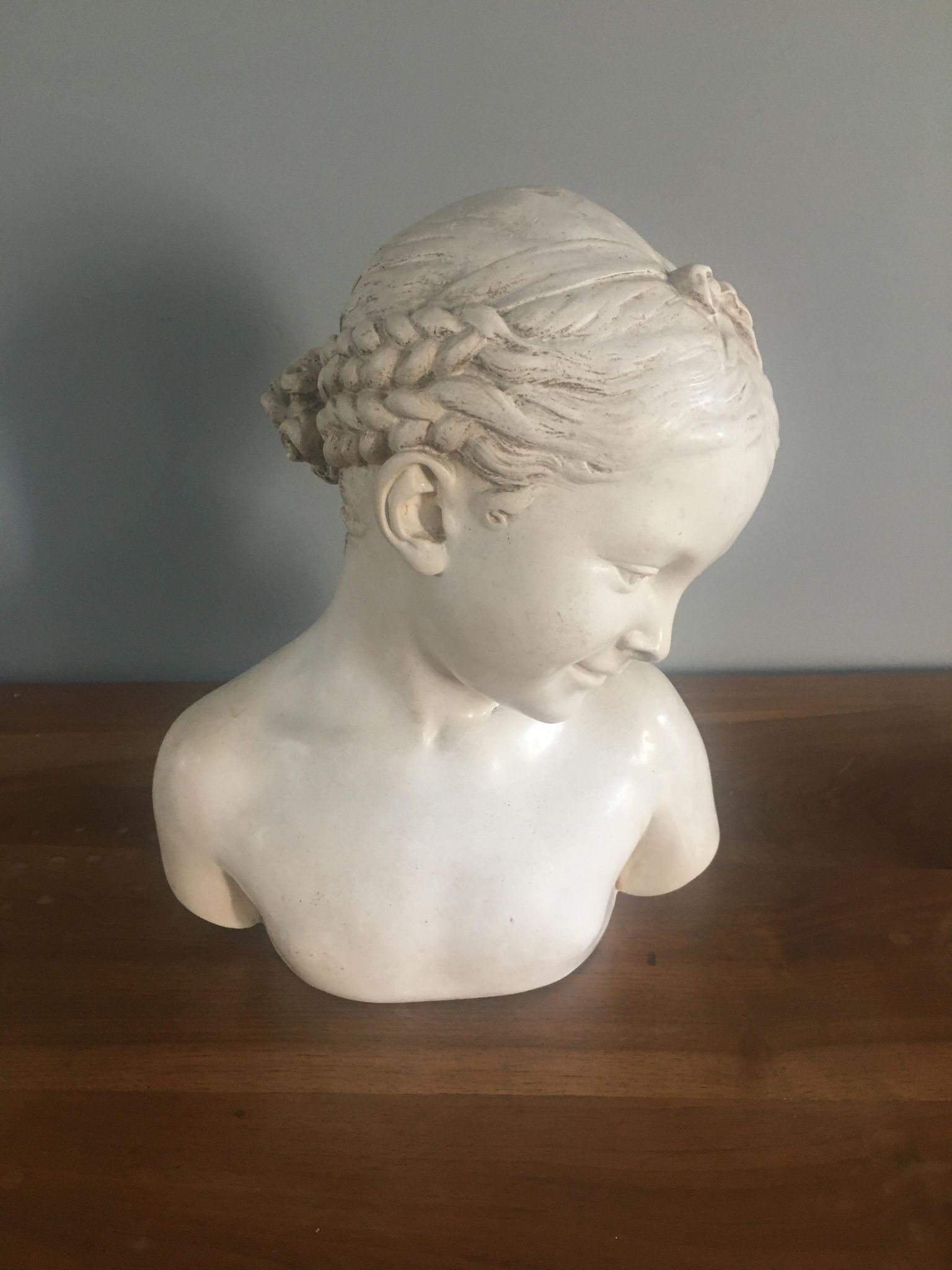 Old plaster bust 'La Rieuse' by Jean-Baptiste Pigalle