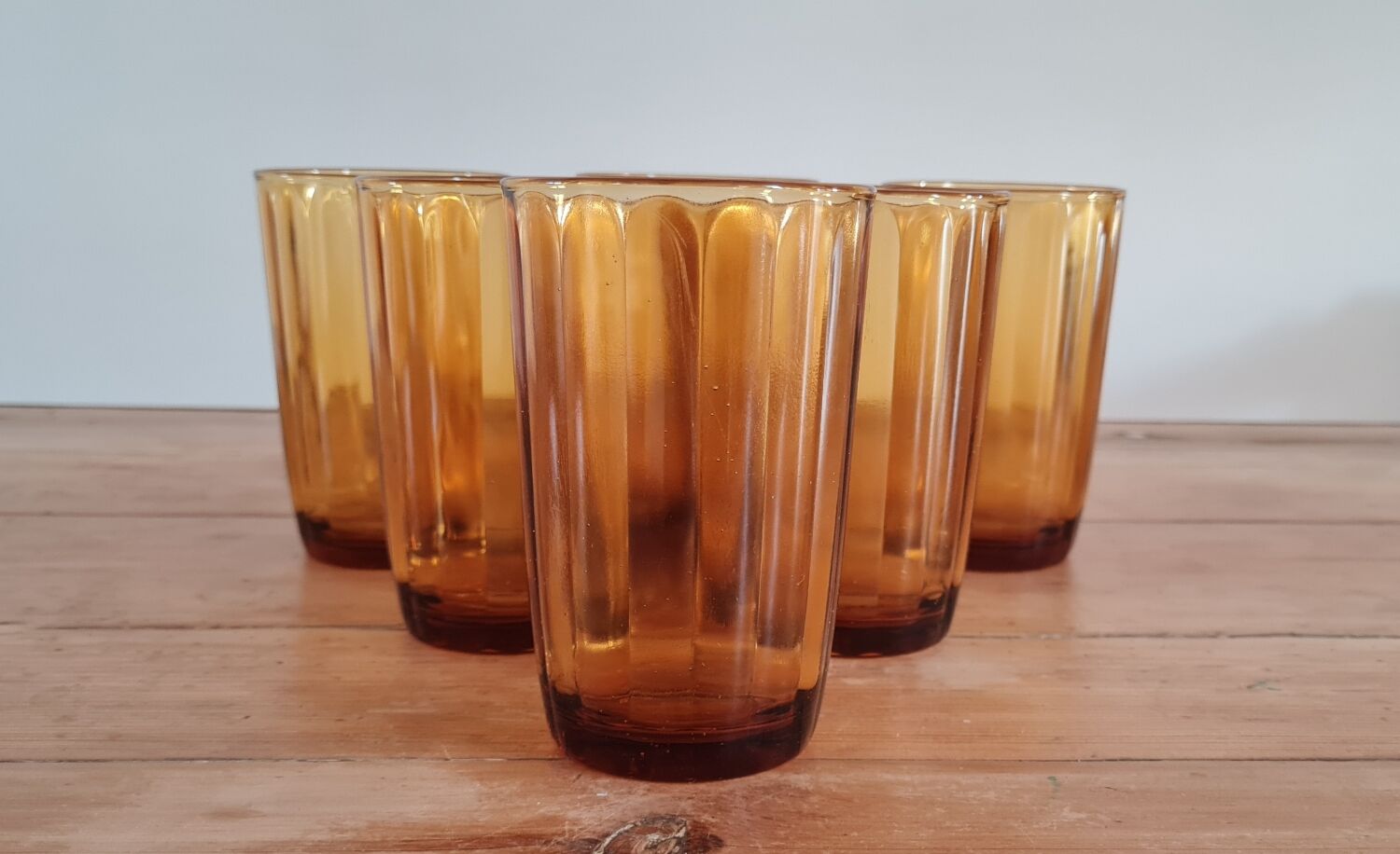 Set of 6 amber water glasses