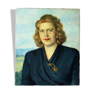 1940s oil portrait of Paula Lutzeneurger