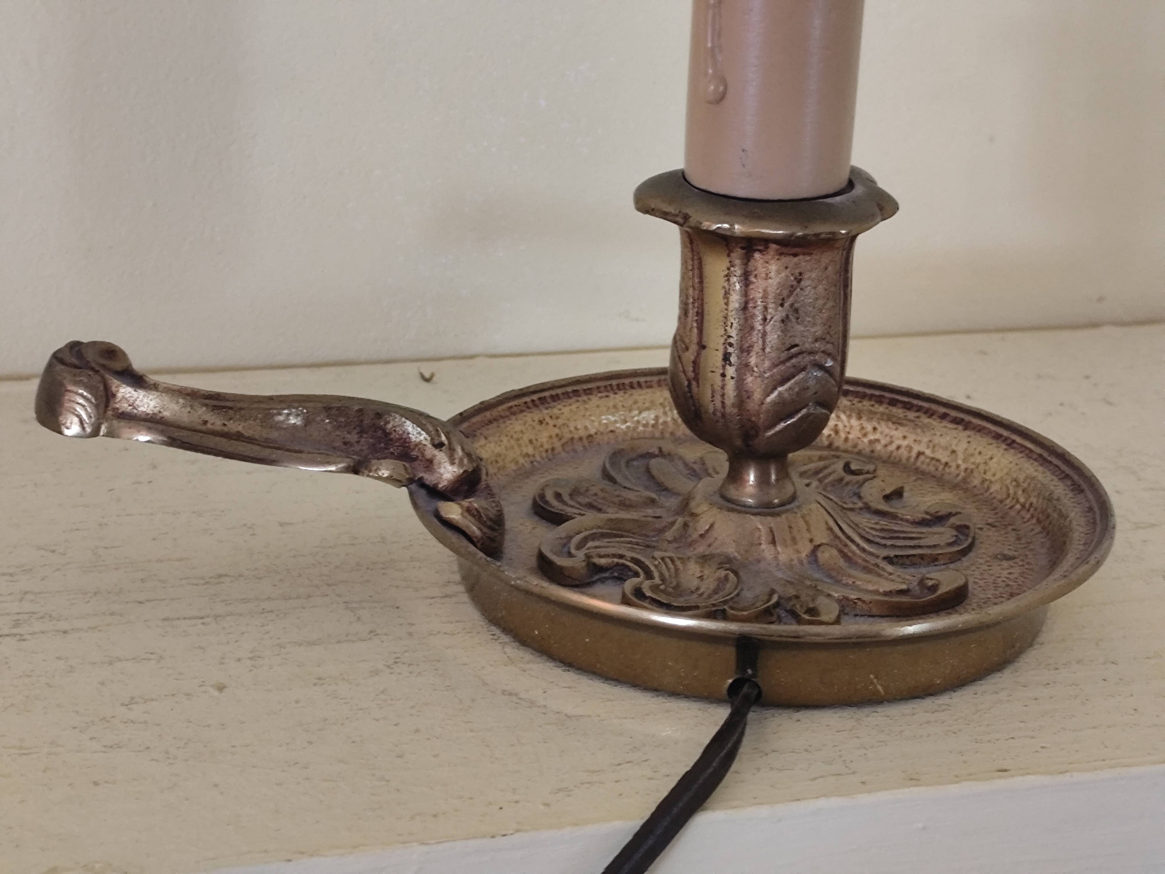 Lampe de chevet  en bronze - bougeoir  à main