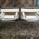 Marcel Breuer's Wassily B 3 armchairs pair in white and chrome leather