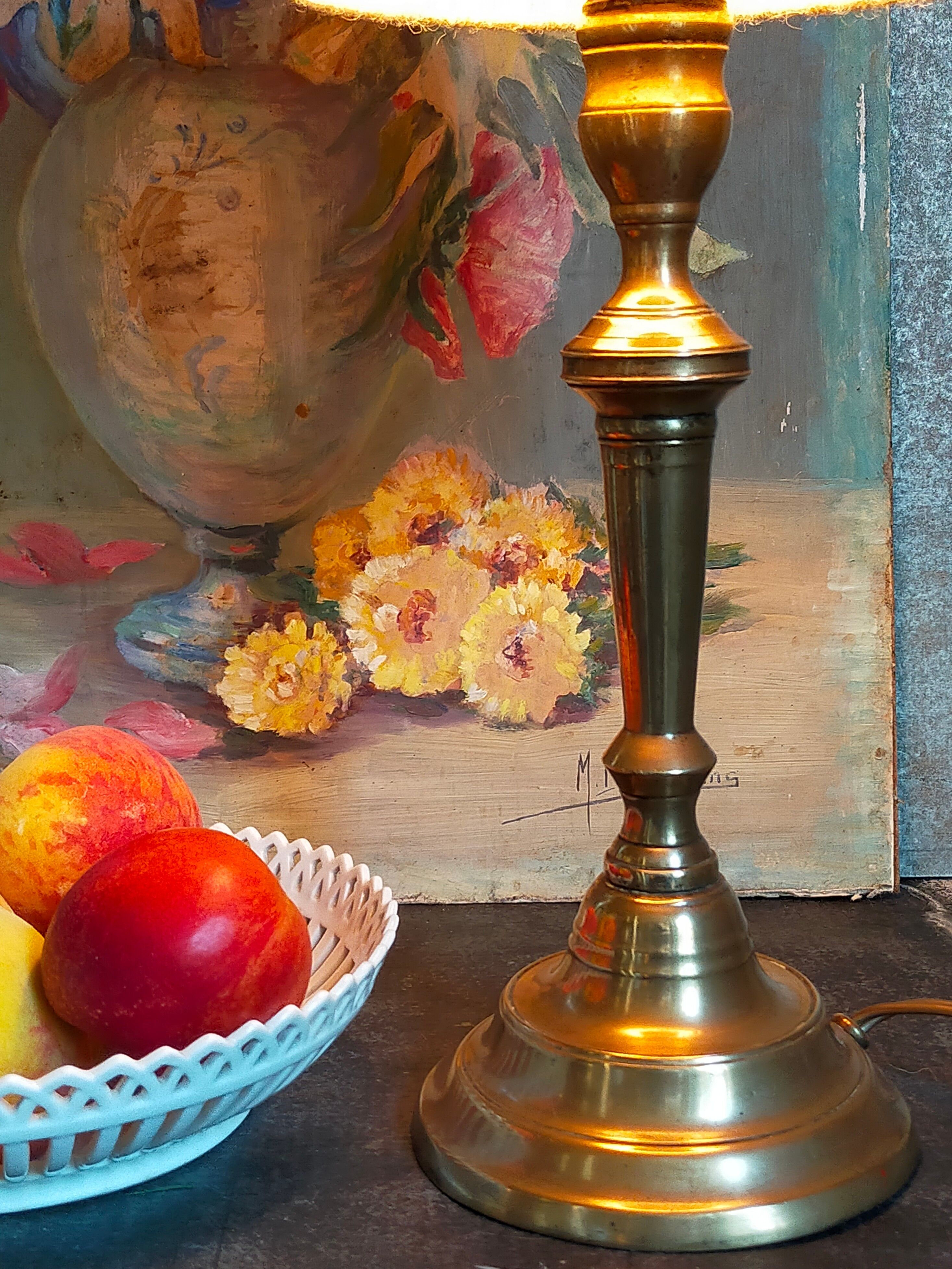 Old solid brass lamp base