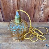 Vintage cut amber glass suspension globe.