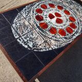 Table basse en céramique et wengé de style mid-century attribuée à Belarti Belgique 1970