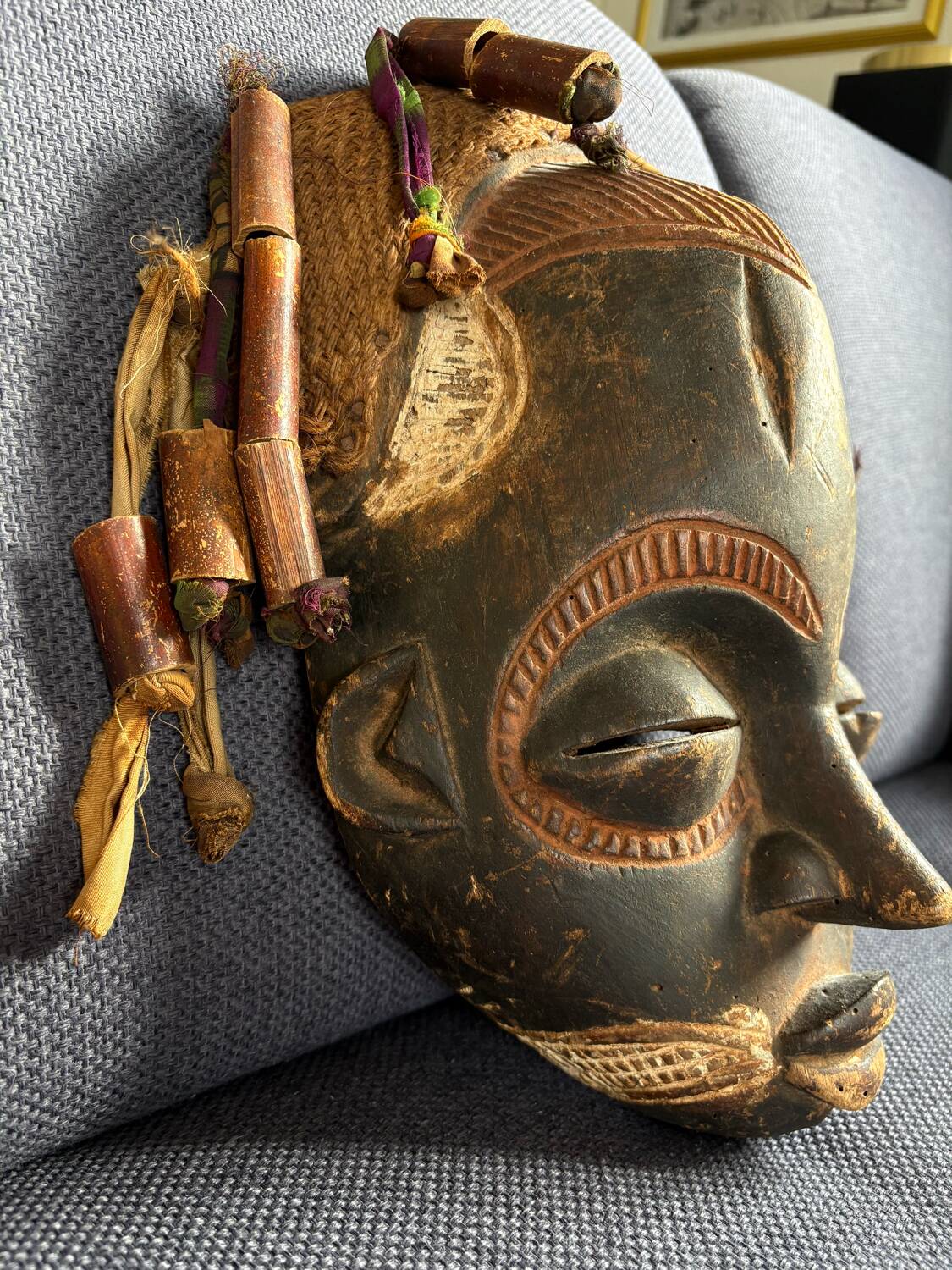 Chokwe African Mask "Mwana Pwo" - Vintage 1970 - 35cm