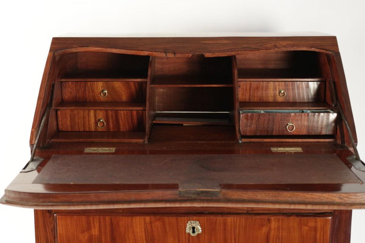 Louis XV style slant-front desk with precious wood veneer, 19th century