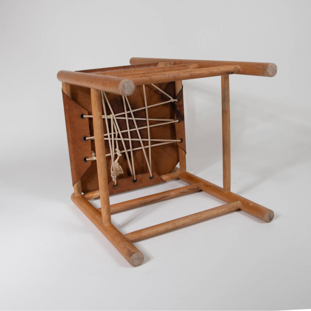 70s dining chair by Ate van Apeldoorn in pine and saddle leather