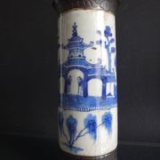 Former Chinese roll vase nanjing China white blue porcelain Qing XIX brand