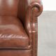 Cognac-coloured comfortable cow leather club armchair in English style