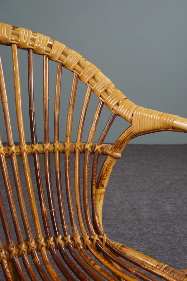 Fauteuil en rotin Design Hollandais, 1950