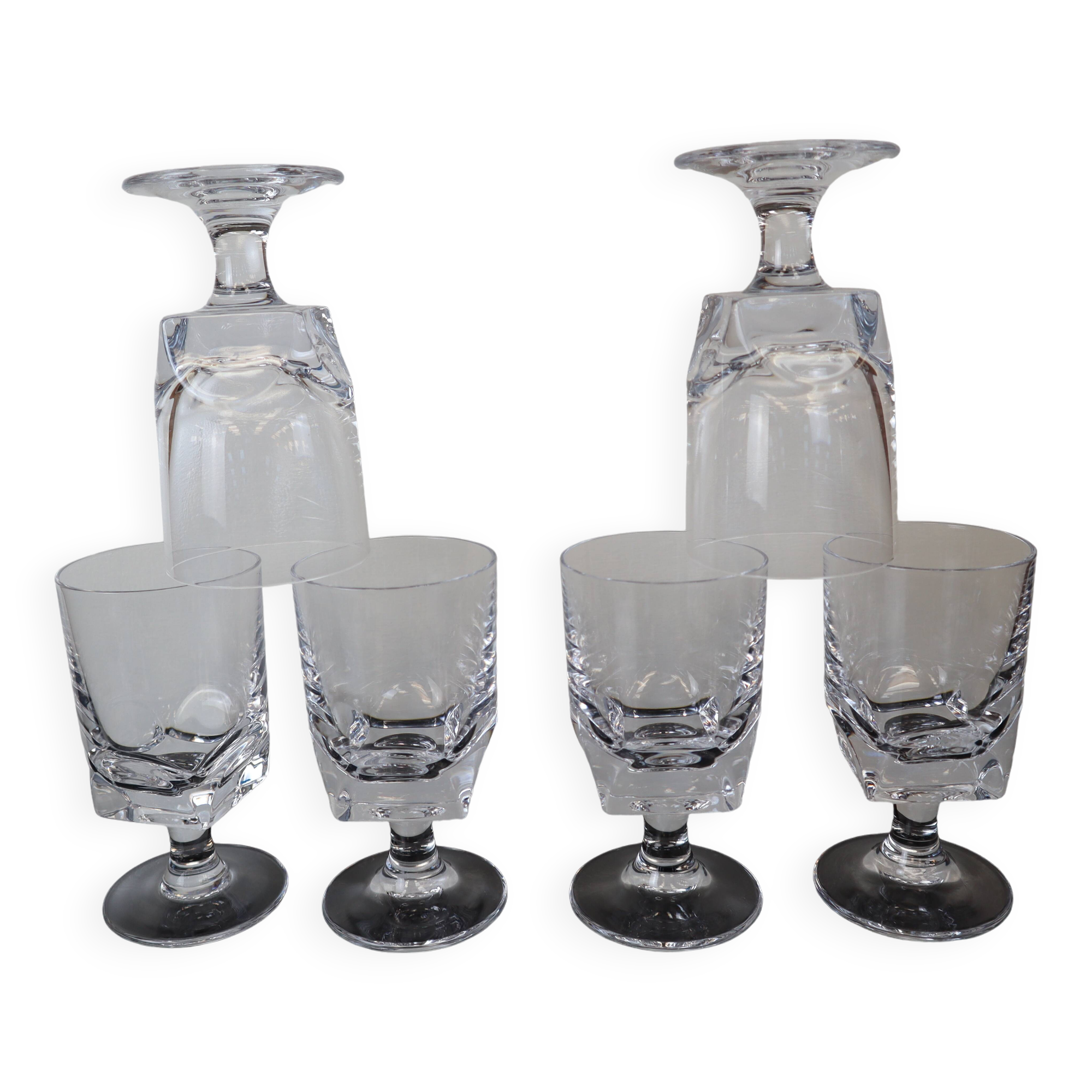 Set of 6 old white wine glasses in Sèvres Crystal Arezzo Model