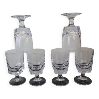 Set of 6 old white wine glasses in Sèvres Crystal Arezzo Model