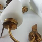 Pair of opaline and brass sconces with 2 branches