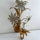 Vintage Hollywood Regency gold metal leaf wall sconce.