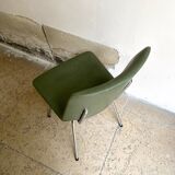 Chair in chrome aluminum and green skaï 1960s
