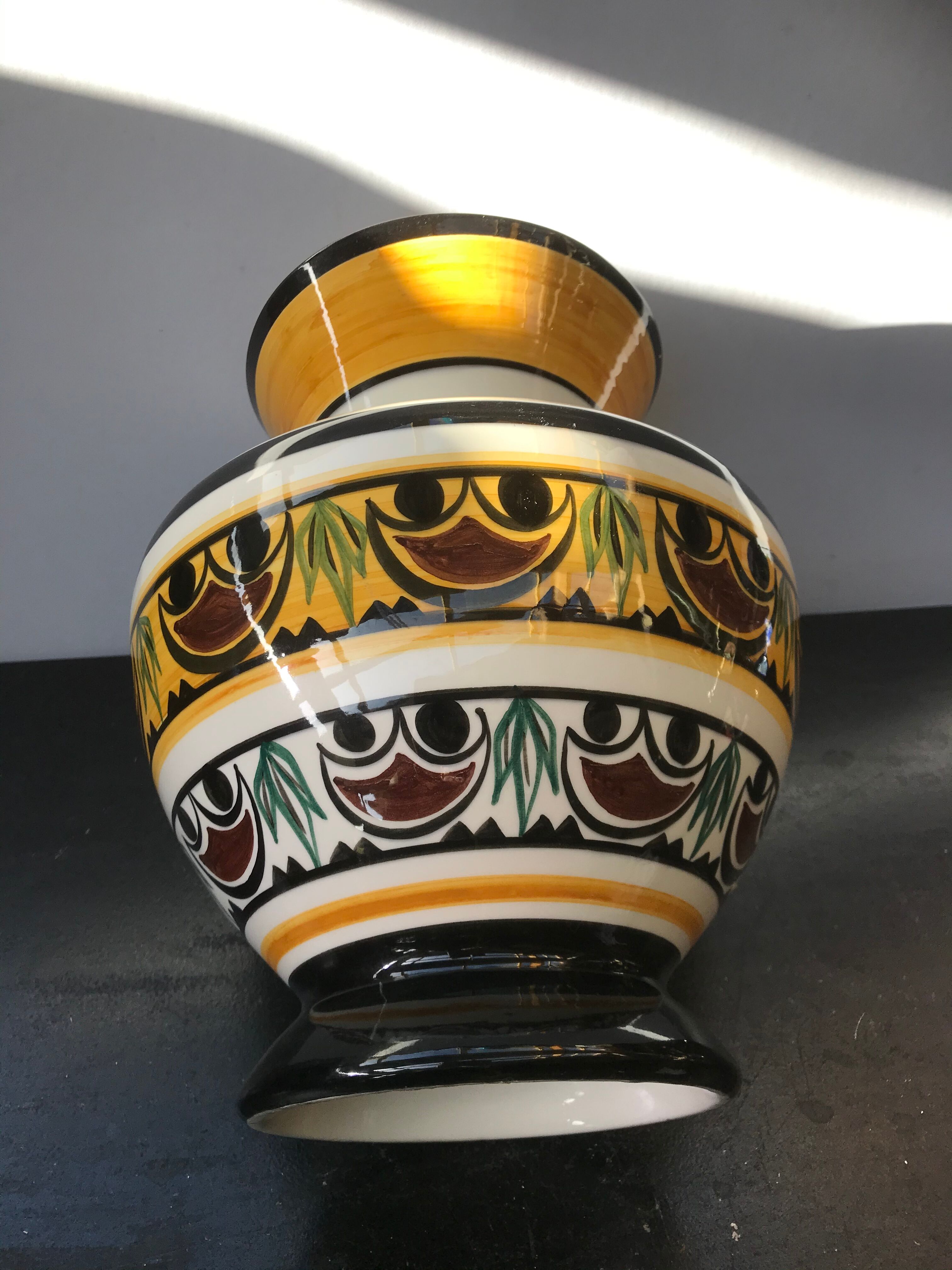 Ancient Vase QUIBERON Ceramics MERLE WHITE Painted Vintage Decor