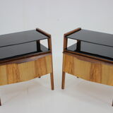 1960s pair of restored bedside tables, czechoslovakia