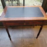 Side table with drawer and leather top