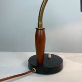 Table lamp of black metal and teak of Danish design, 1960s