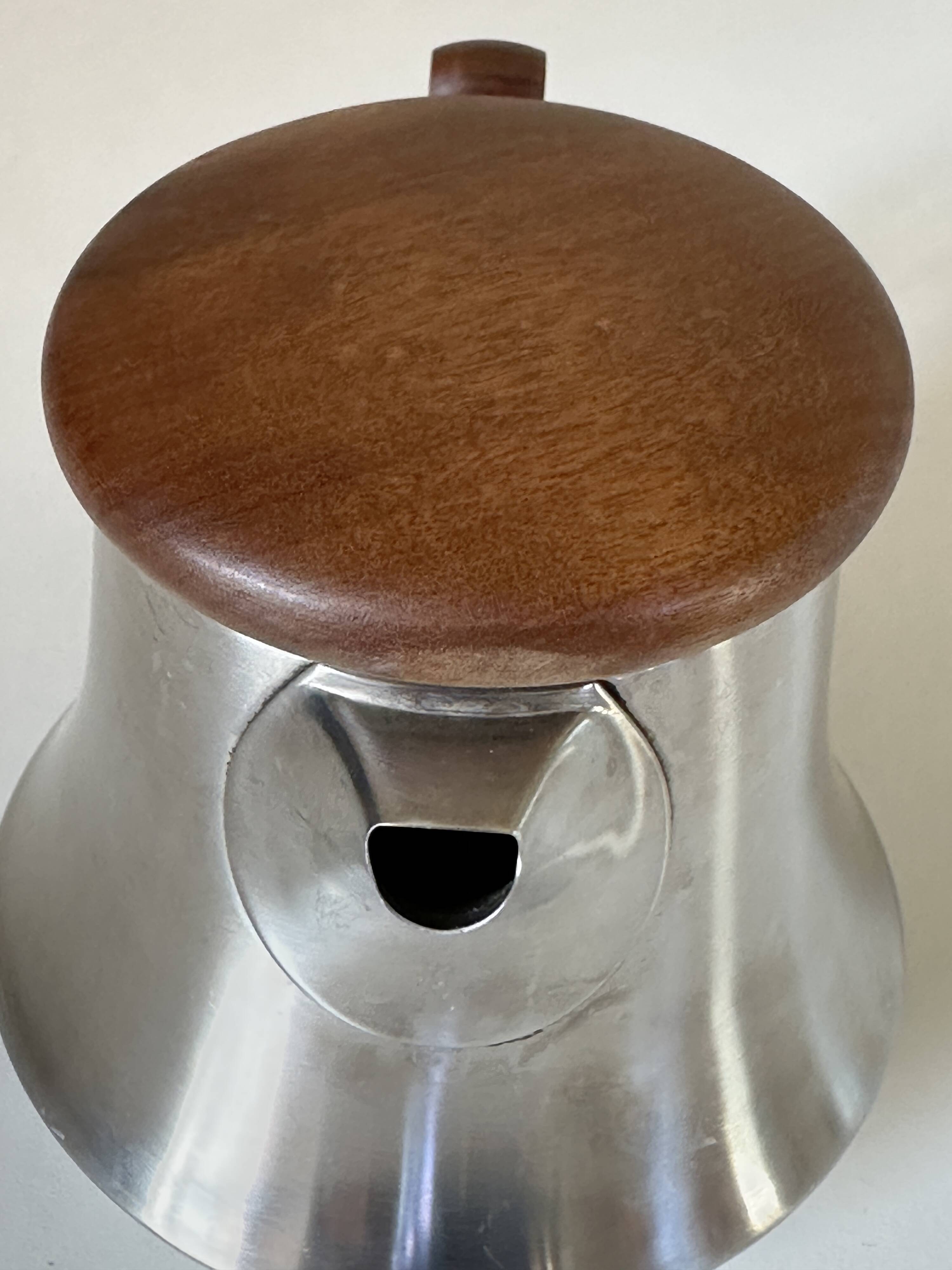 Rémy Letang stainless steel teapot, vintage design, 60s and 70s