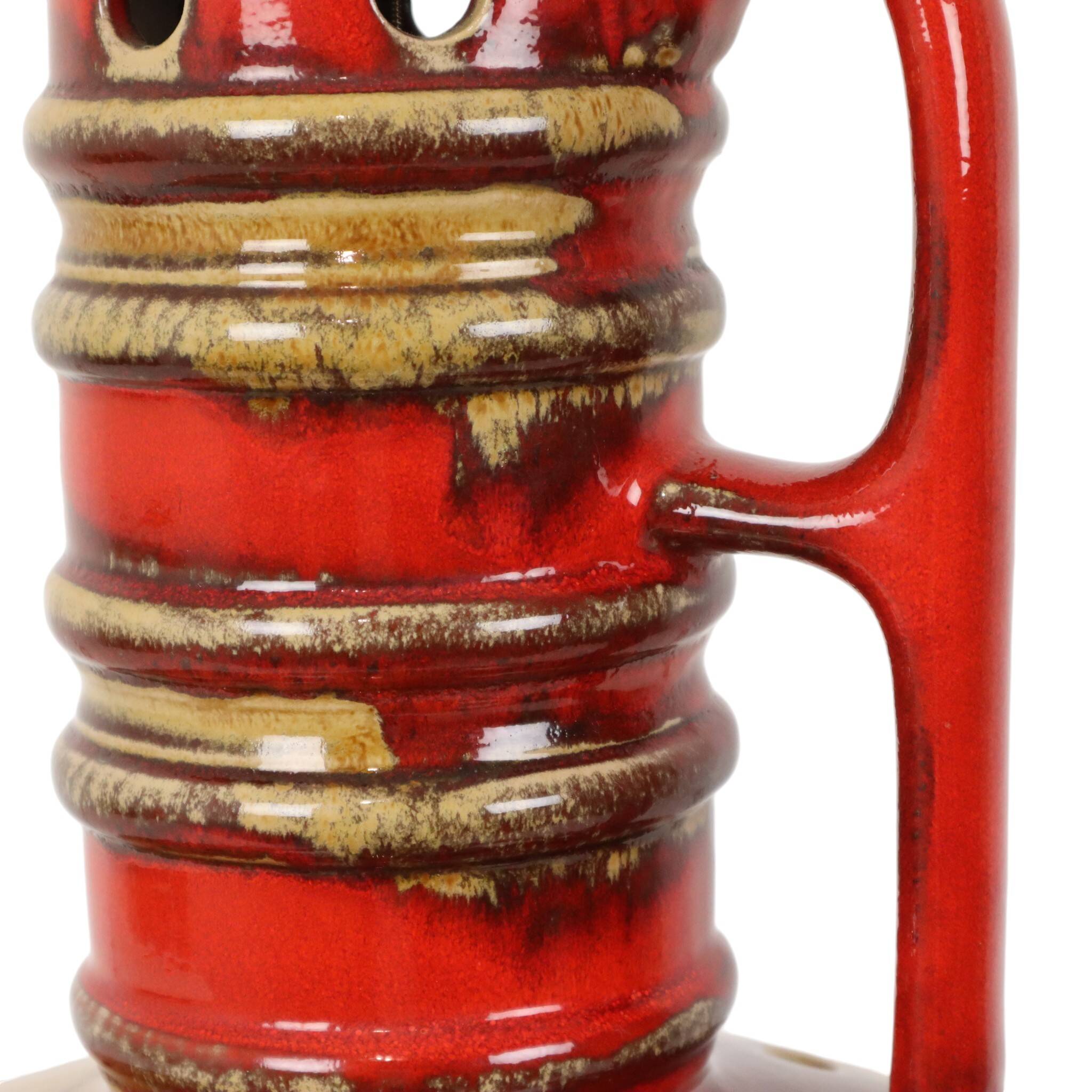 Large Red and Yellow Ceramic Lamp Base, Kil, Scandinavia, 51 cm