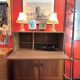 Ercol English wooden secretary, on wheels – 1970s.