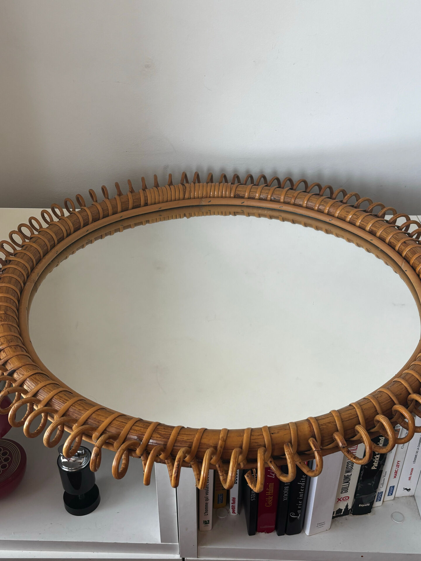 Miroir rond en rotin Franco Albini