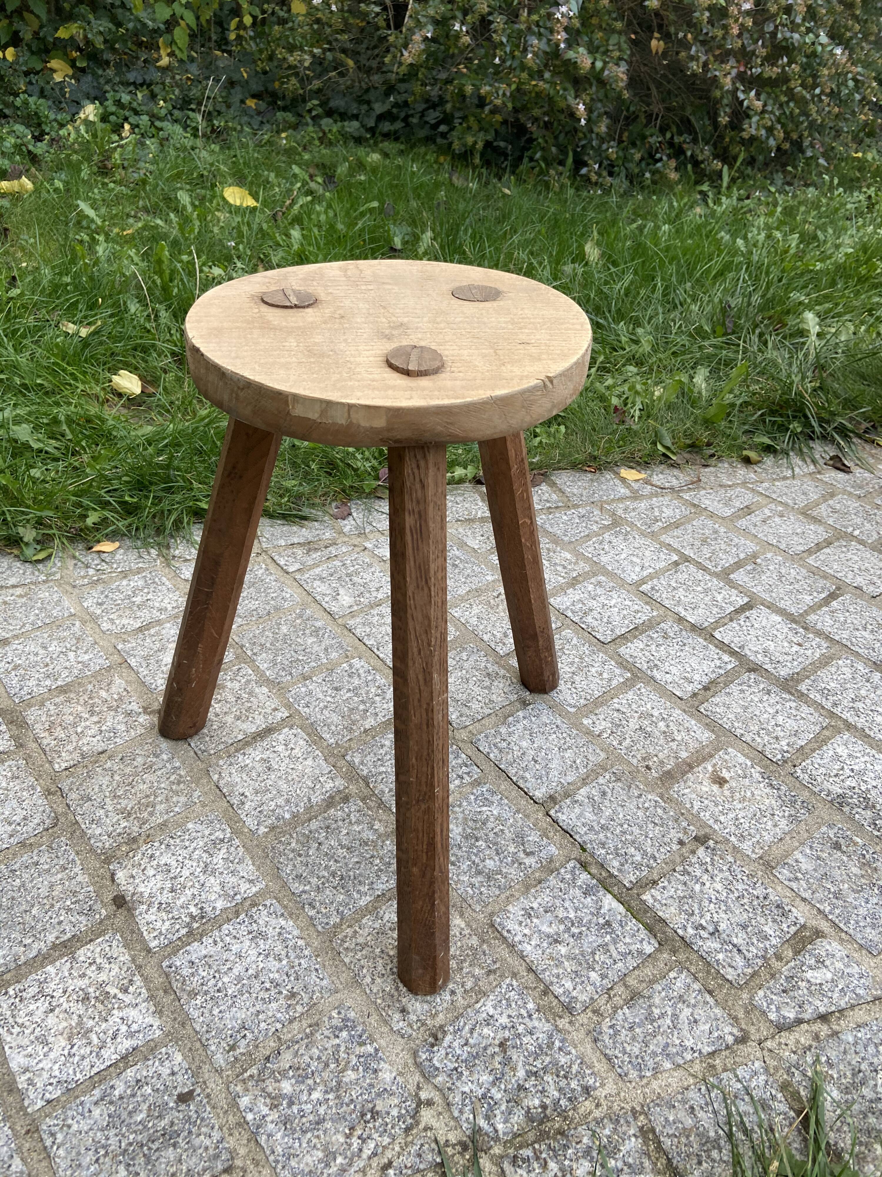 Brutalist tripod farm stool 1950
