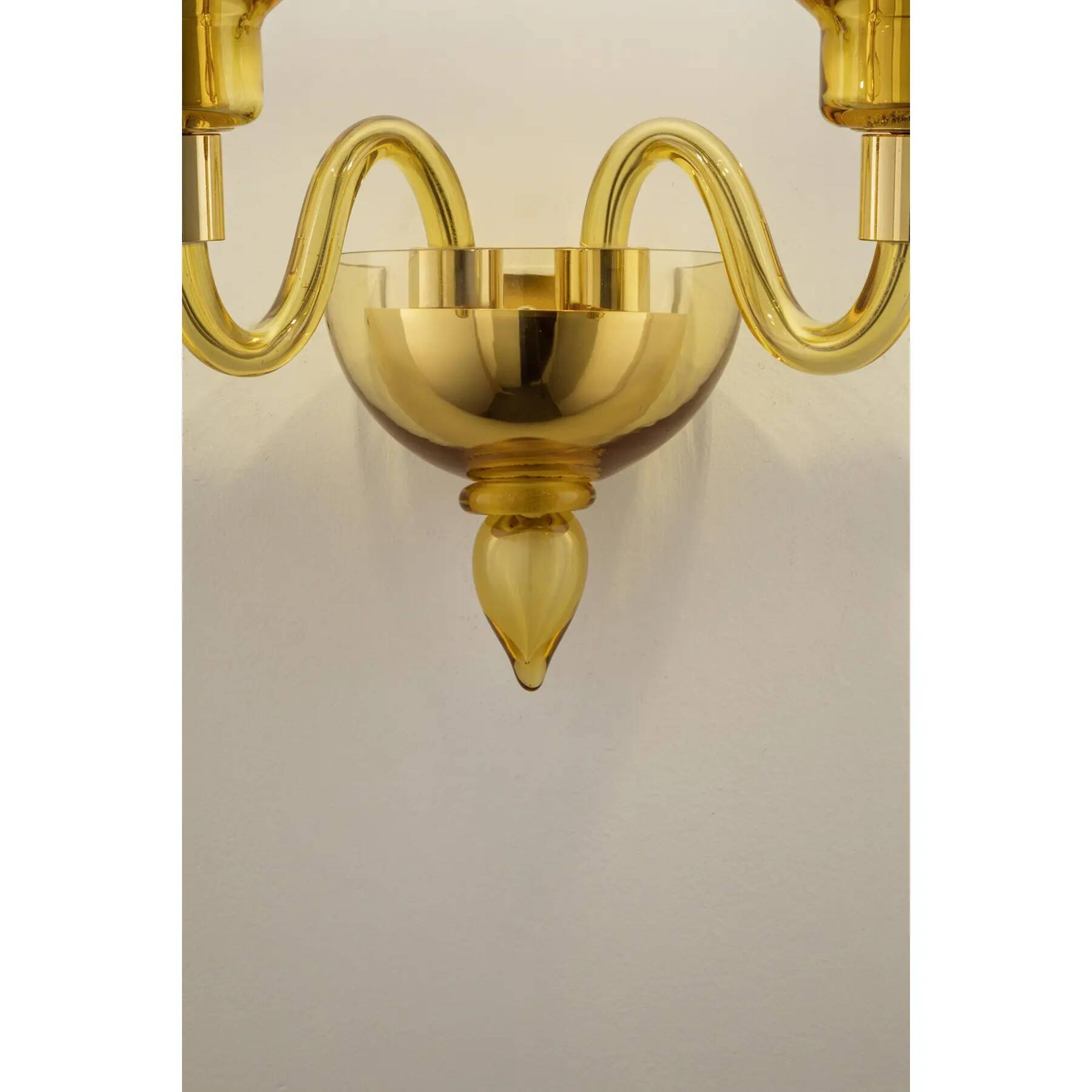Elegant Linear Modern Amber Murano Glass Wall Sconce