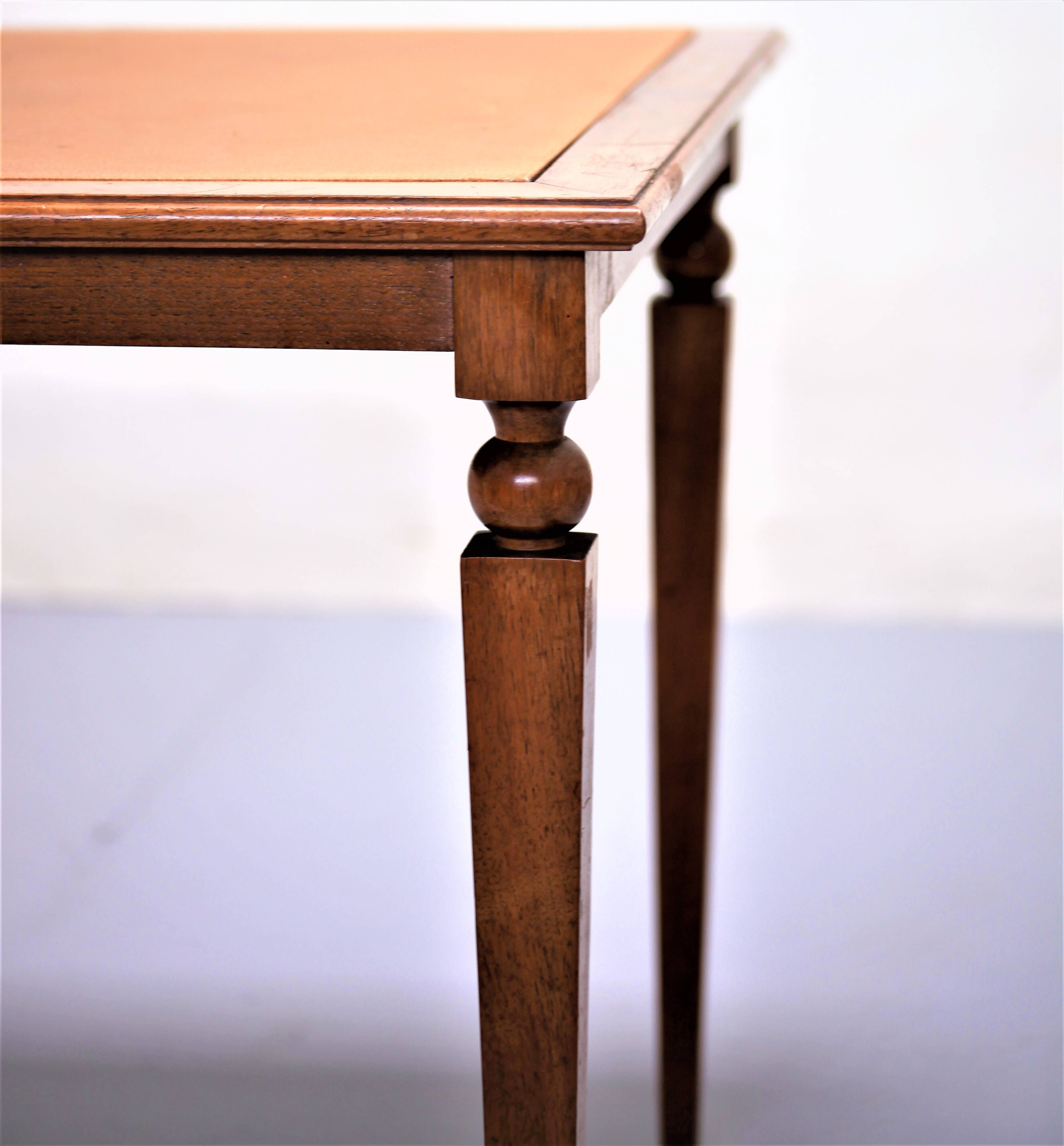 Vintage 50s reversible caramel leather covered bridge/games table