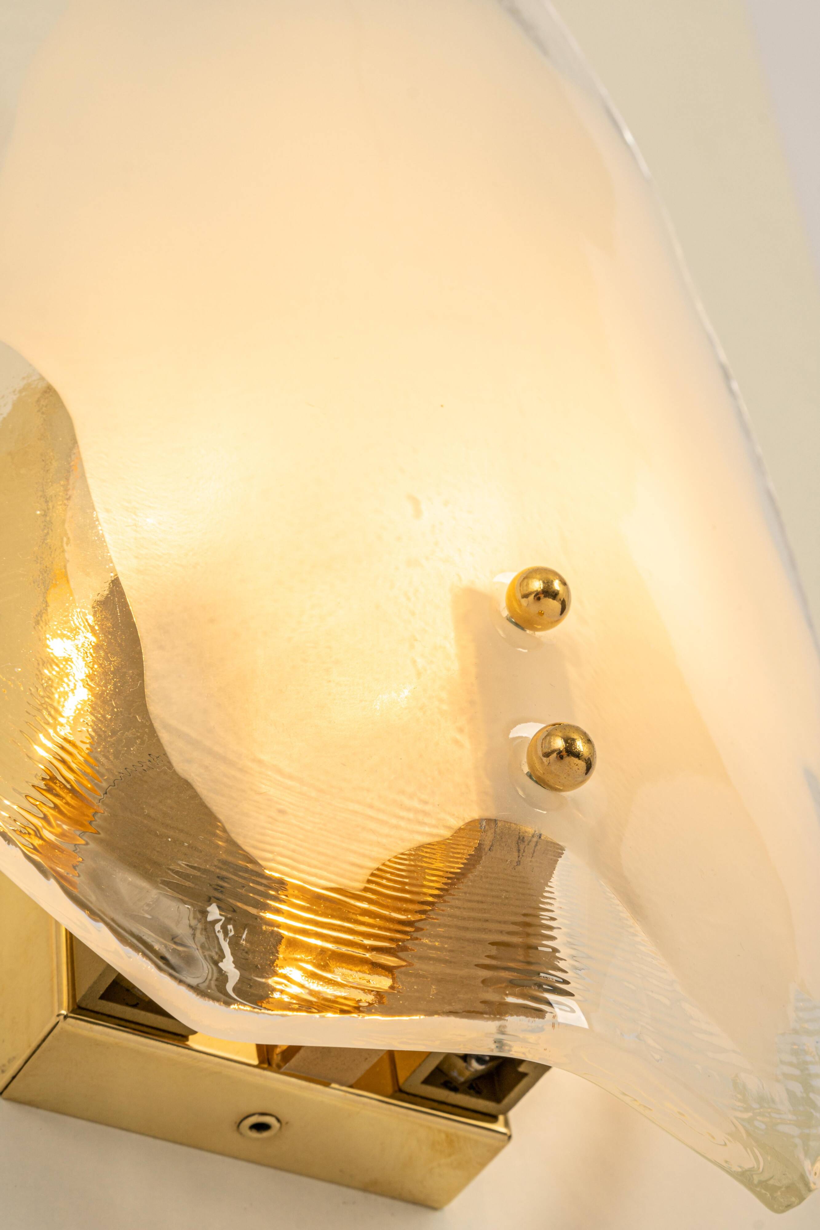 Kalmar wall sconces in brass and Murano glass, Austria, 1970s.