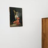Old pitcher painting with carnations