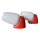 Pair of vintage wall lights in plastic and white opaline glass.