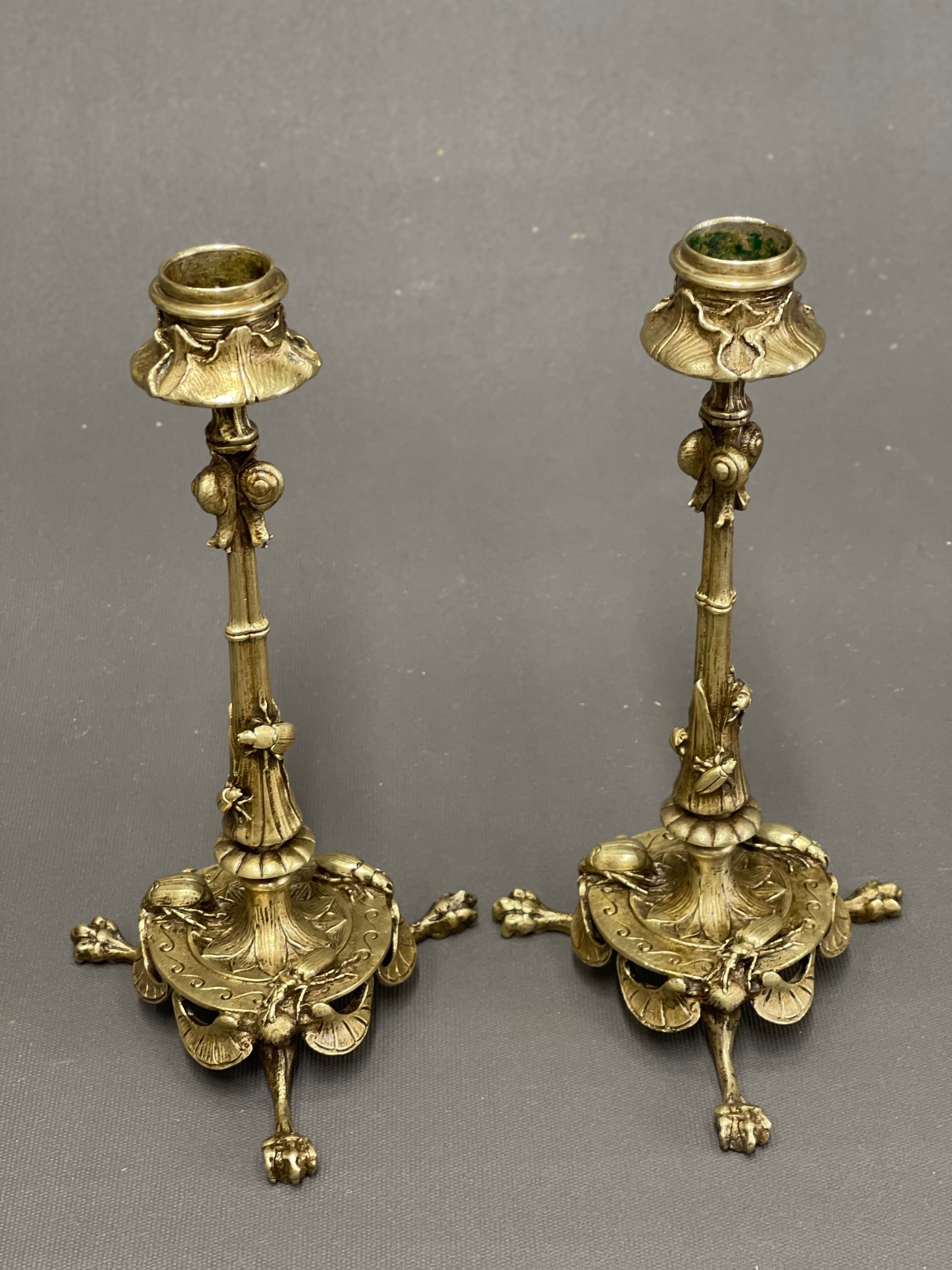 Pair of Art Nouveau Candlesticks (1900)in bronze